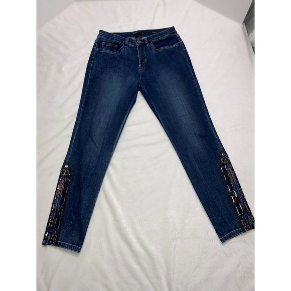 FDJ Ladies Sequin Bottom Hi-Rise Ankle Jeans Size 10 - Picture 2 of 9
